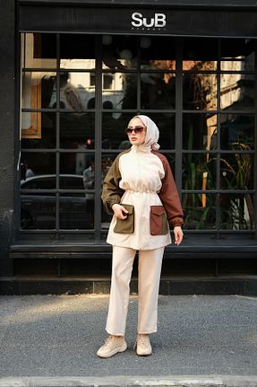 ست بالاتنه و پائین تنه حجاب بژ زنانه رگولار MİMİ Luxury Wear - کد 841279407
