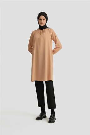 تونیک حجاب قهوه ای زنانه ویسکون Armine - کد 873827323