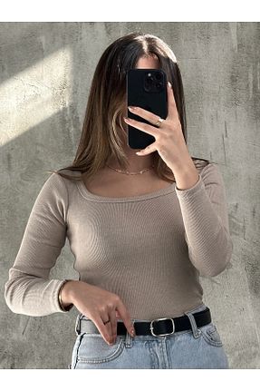بلوز بژ زنانه ساده Asfa Moda - کد 887407638