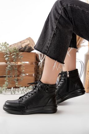 بوت / نیم بوت مشکی زنانه چرم خالص Dericalle shoes - کد 851445760