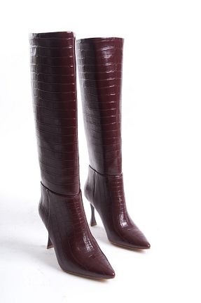 چکمه زرشکی زنانه چرم مصنوعی NITU Shoes - کد 887460115