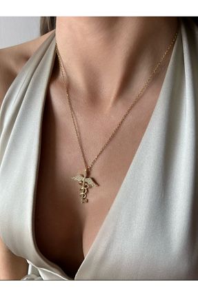 گردنبند استیل ( فولاد ) طلائی زنانه استیل (فولاد) Tasarım - کد 867006577