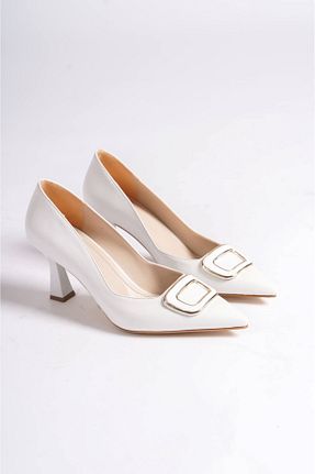 کفش پاشنه بلند کلاسیک سفید زنانه چرم مصنوعی ripuvainen - کد 850867560