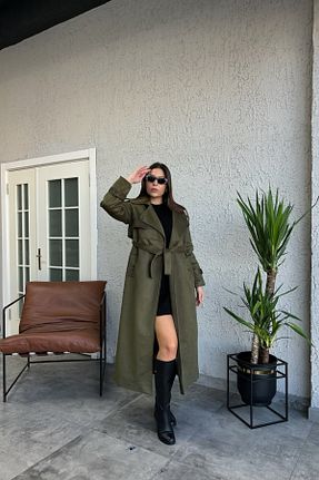 پالتو پشمی خاکی زنانه رگولار Hello - کد 887474602