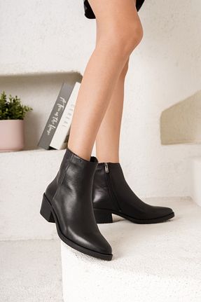 بوت / نیم بوت مشکی زنانه چرم خالص öz se shoes - کد 887470963