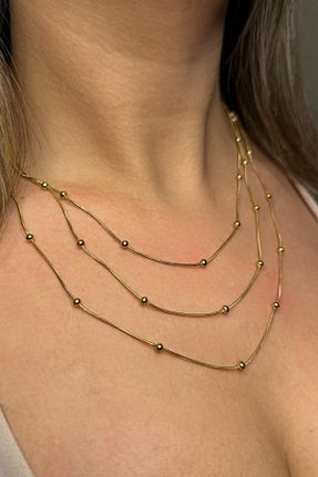 گردنبند استیل ( فولاد ) طلائی زنانه استیل (فولاد) Feraye Aksesuar - کد 884728499