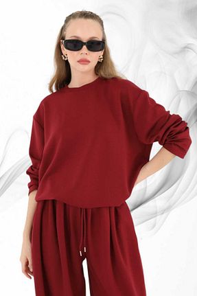 ست بالاتنه و پائین تنه زرشکی زنانه بافتنی Puane - کد 887480886