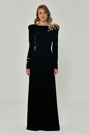 لباس مجلسی و فارغ التحصیلی مشکی زنانه کرپ ALFABETA - کد 864724738