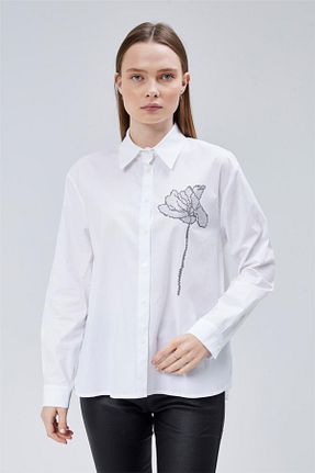 پیراهن سفید زنانه یقه پیراهنی Home Store - کد 887506405