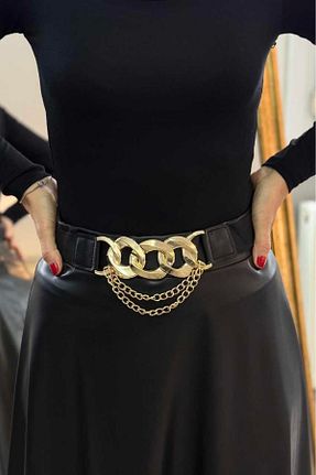 کمربند مشکی زنانه چرم مصنوعی Nevin Kaya Moda - کد 887522916