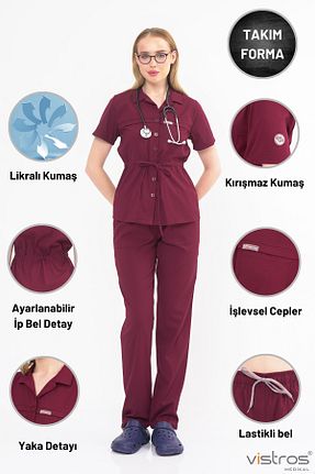 لباس کار زرشکی Vistros Medikal - کد 887520844