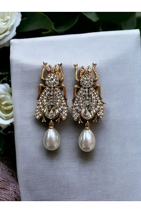 گوشواره جواهر سفید مروارید FAYRA ACCESSORIES - کد 887553758