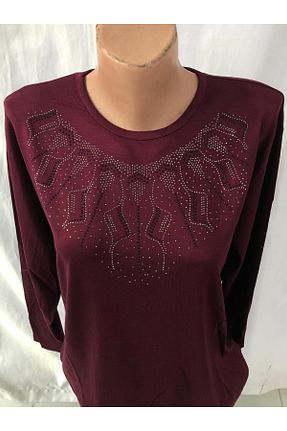 بلوز زرشکی زنانه ساده Sel Tekstil - کد 887550664