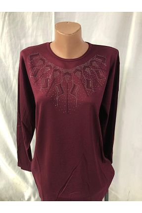 بلوز زرشکی زنانه ساده Sel Tekstil - کد 887550664
