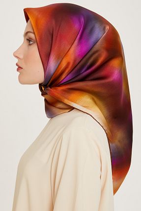 روسری رنگی کرپ ساتن ابریشم Armine - کد 887546659
