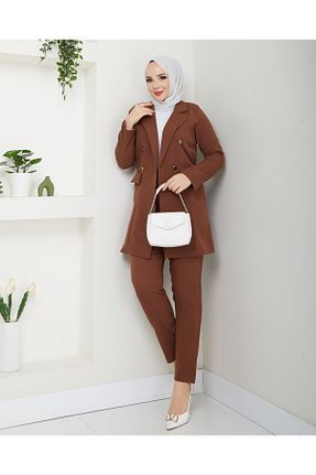 ست بالاتنه و پائین تنه حجاب قهوه ای زنانه رگولار modapark.ist - کد 887563569