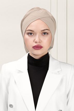 روسری بژ ساتن ada sanatsal - کد 264014626
