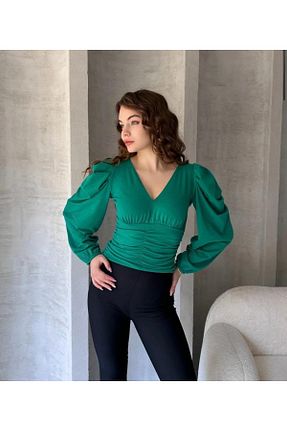 بلوز سبز زنانه ساده defilegiyim - کد 887566182