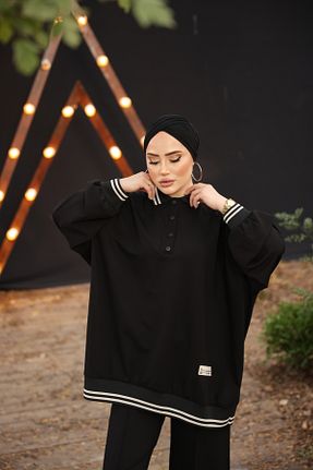 ست گرمکن حجاب مشکی زنانه اورسایز MİMİ Luxury Wear - کد 870098501