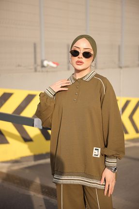 ست بالاتنه و پائین تنه حجاب خاکی زنانه رگولار MİMİ Luxury Wear - کد 887137752