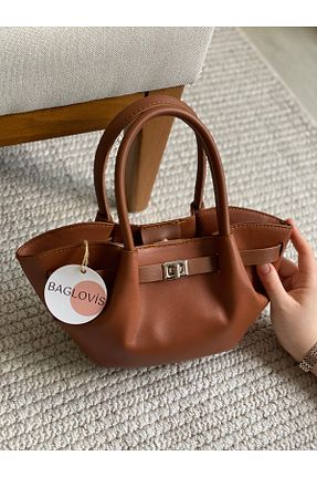 کیف دوشی قهوه ای زنانه چرم مصنوعی BAGLOVİS - کد 887596343