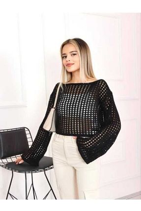 پلیور مشکی زنانه ساده MODASPARK - کد 887599303