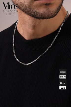 گردنبند نقره طوسی مردانه 925 عیار Mios Silver - کد 879083074