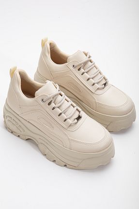 کفش اسنیکر بژ زنانه بند دار TAYYAR SHOES - کد 887622981