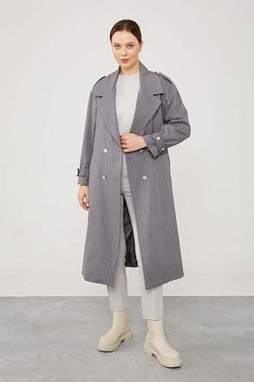 ترنچکت حجاب طوسی زنانه بدون آستر Levidor - کد 887631372