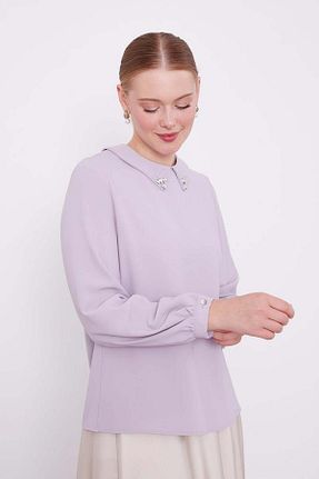بلوز بنفش زنانه ساده Levidor - کد 887633470
