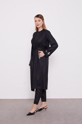 ست بالاتنه و پائین تنه حجاب مشکی زنانه اورسایز Levidor - کد 887643087