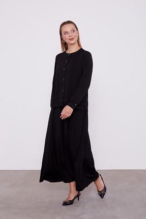 ست بالاتنه و پائین تنه حجاب مشکی زنانه اورسایز Levidor - کد 887636371