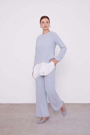 ست بالاتنه و پائین تنه حجاب طوسی زنانه رگولار Levidor - کد 887636858