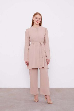 ست بالاتنه و پائین تنه حجاب بژ زنانه اورسایز Levidor - کد 887637139