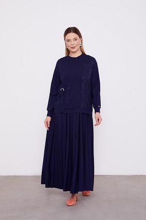 ست بالاتنه و پائین تنه حجاب سرمه ای زنانه اورسایز Levidor - کد 887636281