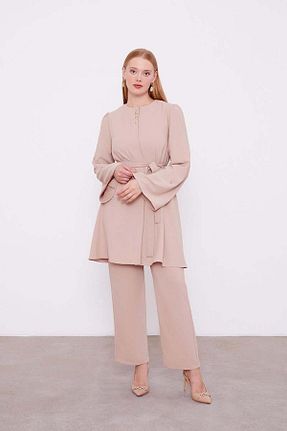 ست بالاتنه و پائین تنه حجاب بژ زنانه اورسایز Levidor - کد 887637139