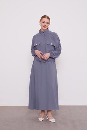 ست بالاتنه و پائین تنه حجاب طوسی زنانه اورسایز Levidor - کد 887636409