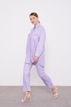 ست بالاتنه و پائین تنه حجاب بنفش زنانه رگولار Levidor - کد 887643037