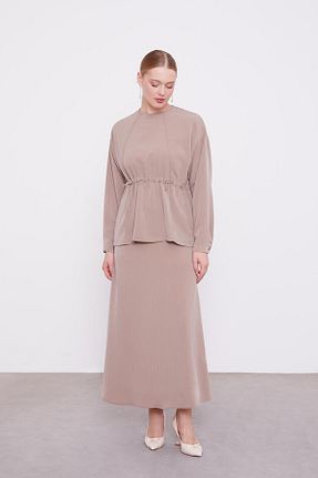 ست بالاتنه و پائین تنه حجاب قهوه ای اورسایز Levidor - کد 887636300