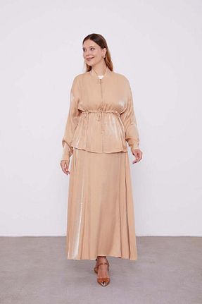 ست بالاتنه و پائین تنه حجاب قهوه ای زنانه رگولار Levidor - کد 887636289