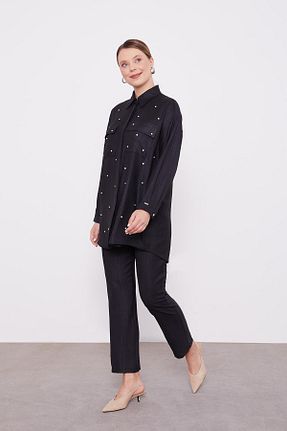 ست بالاتنه و پائین تنه حجاب مشکی زنانه اورسایز Levidor - کد 887643047