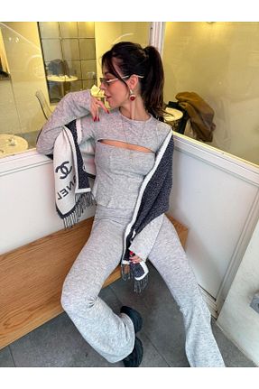 ست بالاتنه و پائین تنه طوسی زنانه Fitted sinemkivanc co - کد 887655993