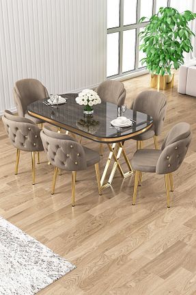 ست میز ناهارخوری طوسی Canisa - کد 807916106