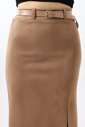 دامن بژ زنانه چرم مصنوعی Winmoda34 - کد 887699511