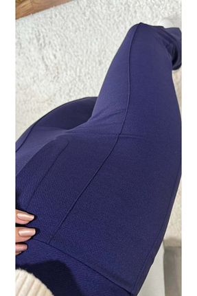 شلوار پارچه ای سرمه ای زنانه بلند FEVİLLE - کد 887695961