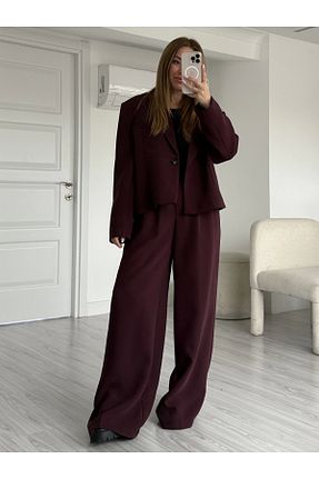 ست بالاتنه و پائین تنه زرشکی زنانه مخلوط پلی استر KÜBRA SÖYLEMEZ BOUTİQUE - کد 887696036