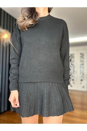 ست بالاتنه و پائین تنه مشکی زنانه بافتنی Atelier Derin - کد 887700238