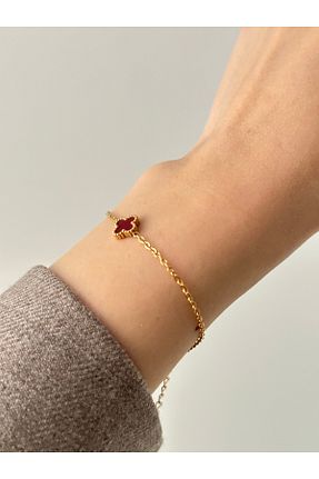دستبند استیل (فولاد) زرشکی زنانه استیل ضد زنگ YOUES JEWELRY - کد 887762494