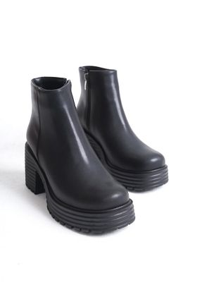 بوت / نیم بوت مشکی زنانه چرم مصنوعی öz se shoes - کد 887781777