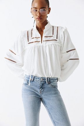 شلوار جین آبی زنانه پاچه گشاد H&M - کد 855804746
